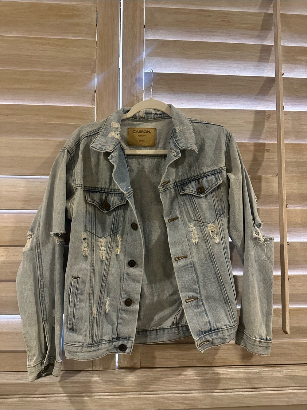 Carbon Light Blue Distressed Denim Jacket